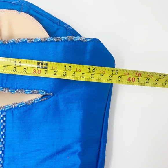 Handmade Royal Blue Beaded Strapless Bustier Corset - Picture 9 of 11